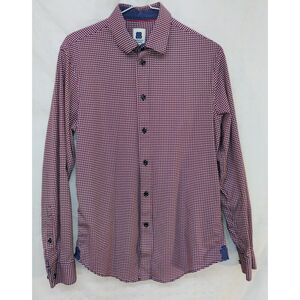 Brooklyn Brigade Patterned Button‑Up Shirt Medium  Red White Blue